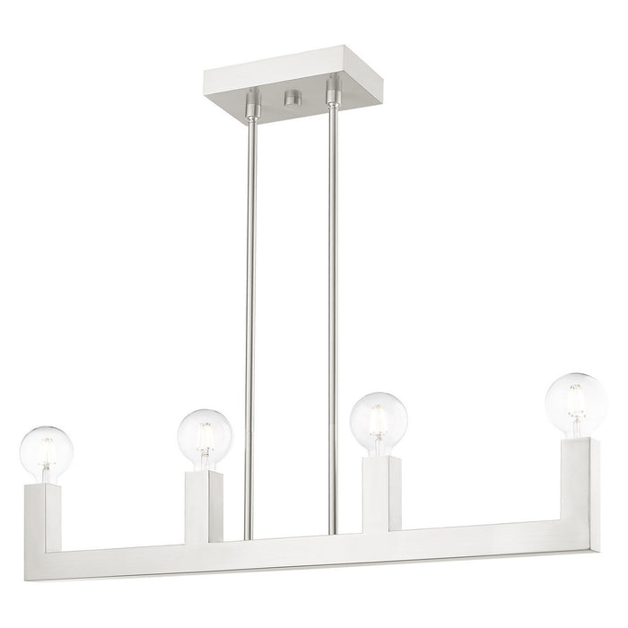 Livex Lighting 49213-91 Four Light Linear Chandelier, Brushed Nickel
