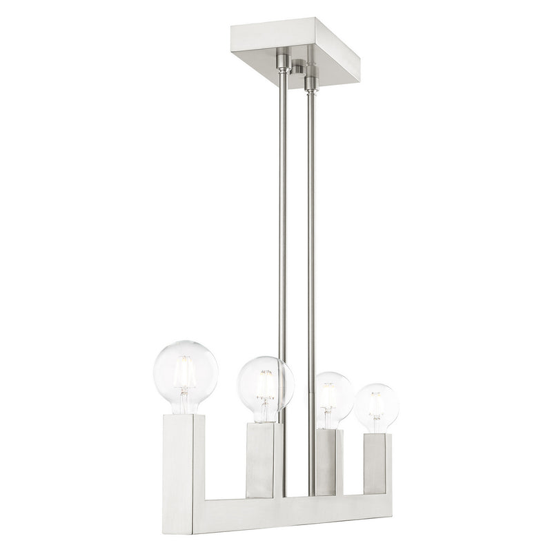 Livex Lighting 49213-91 Four Light Linear Chandelier, Brushed Nickel