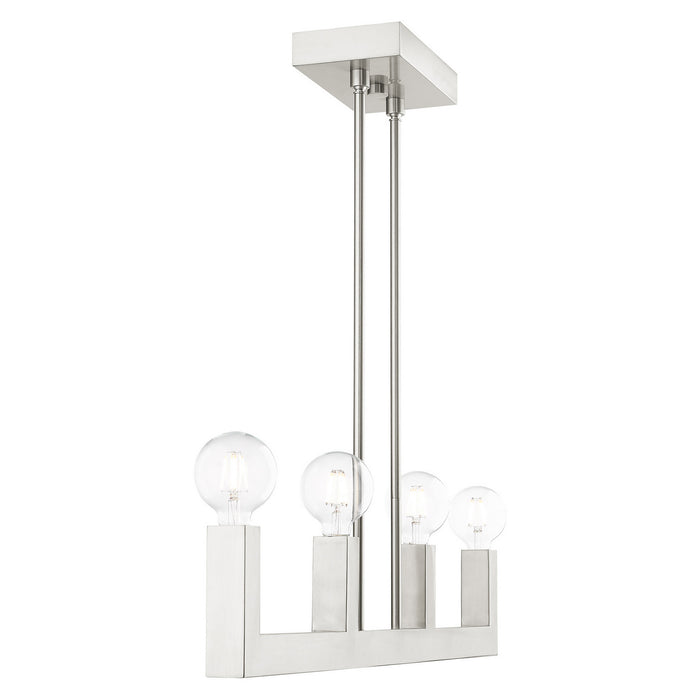 Livex Lighting 49213-91 Four Light Linear Chandelier, Brushed Nickel