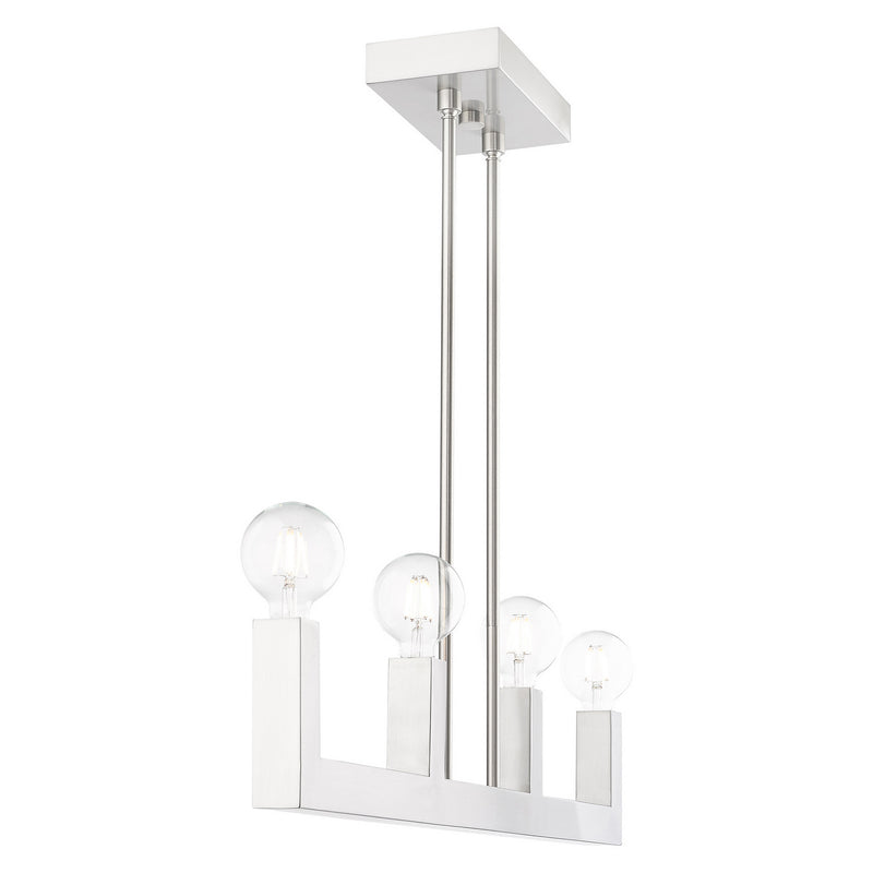 Livex Lighting 49213-91 Four Light Linear Chandelier, Brushed Nickel