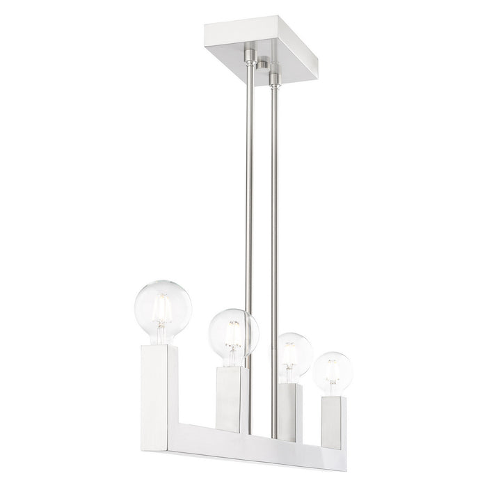 Livex Lighting 49213-91 Four Light Linear Chandelier, Brushed Nickel