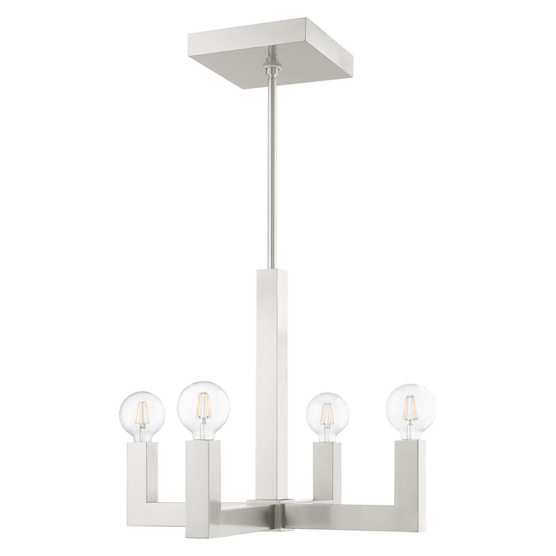 Livex Lighting 49214-91 Four Light Chandelier, Brushed Nickel