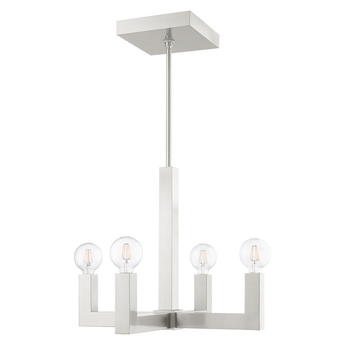 Livex Lighting 49214-91 Four Light Chandelier, Brushed Nickel