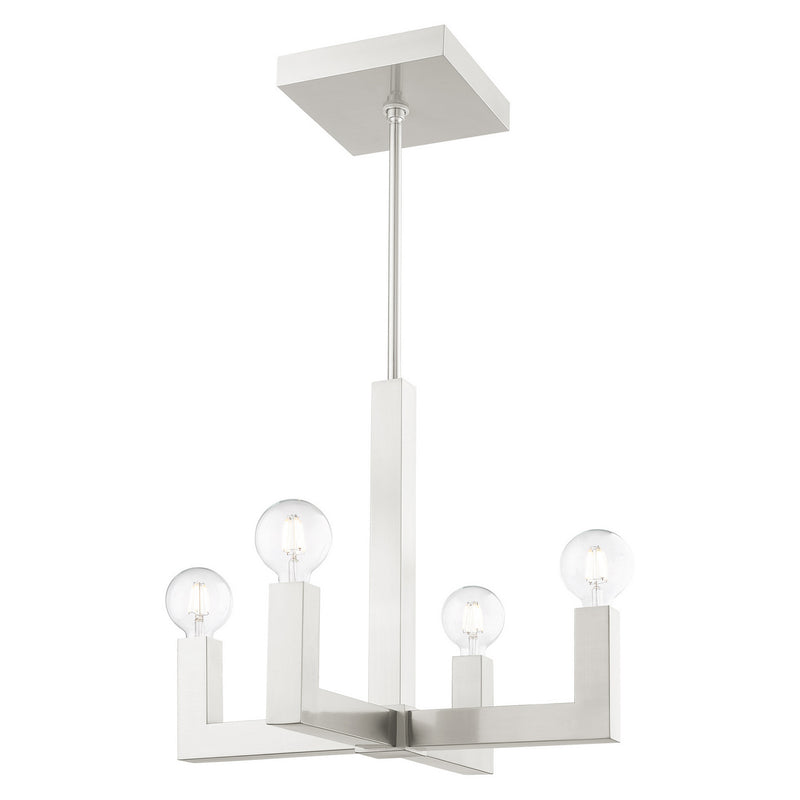 Livex Lighting 49214-91 Four Light Chandelier, Brushed Nickel
