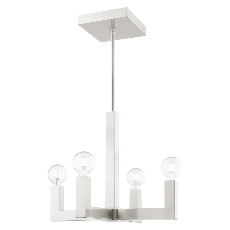 Livex Lighting 49214-91 Four Light Chandelier, Brushed Nickel