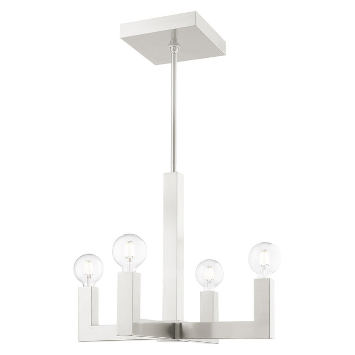 Livex Lighting 49214-91 Four Light Chandelier, Brushed Nickel