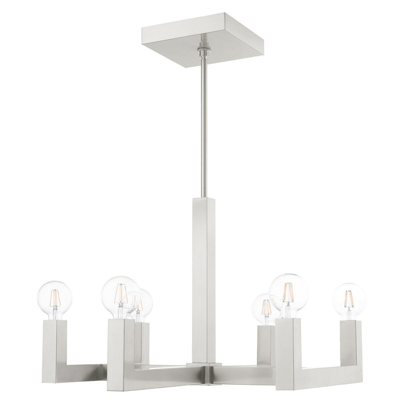 Livex Lighting 49216-91 Six Light Chandelier, Brushed Nickel