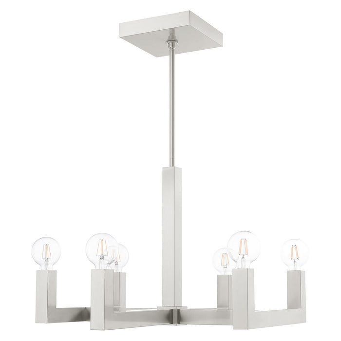 Livex Lighting 49216-91 Six Light Chandelier, Brushed Nickel