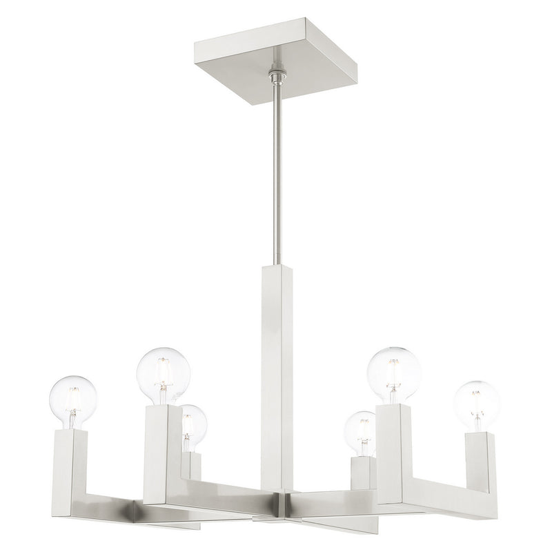 Livex Lighting 49216-91 Six Light Chandelier, Brushed Nickel