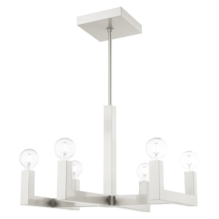 Livex Lighting 49216-91 Six Light Chandelier, Brushed Nickel