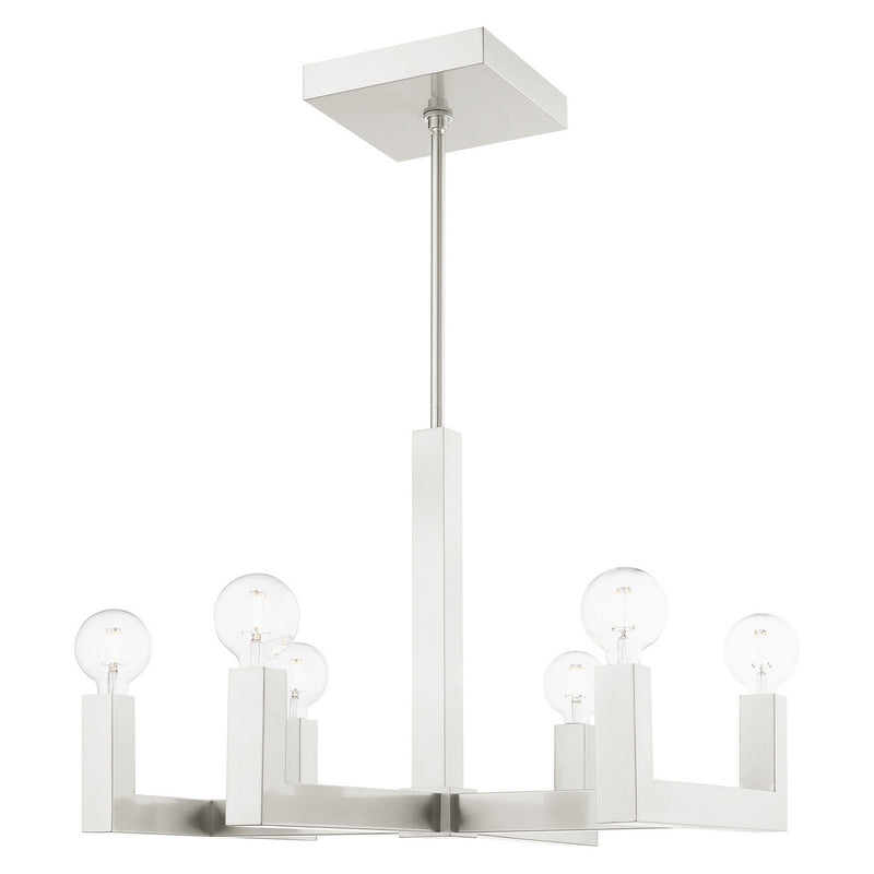 Livex Lighting 49216-91 Six Light Chandelier, Brushed Nickel