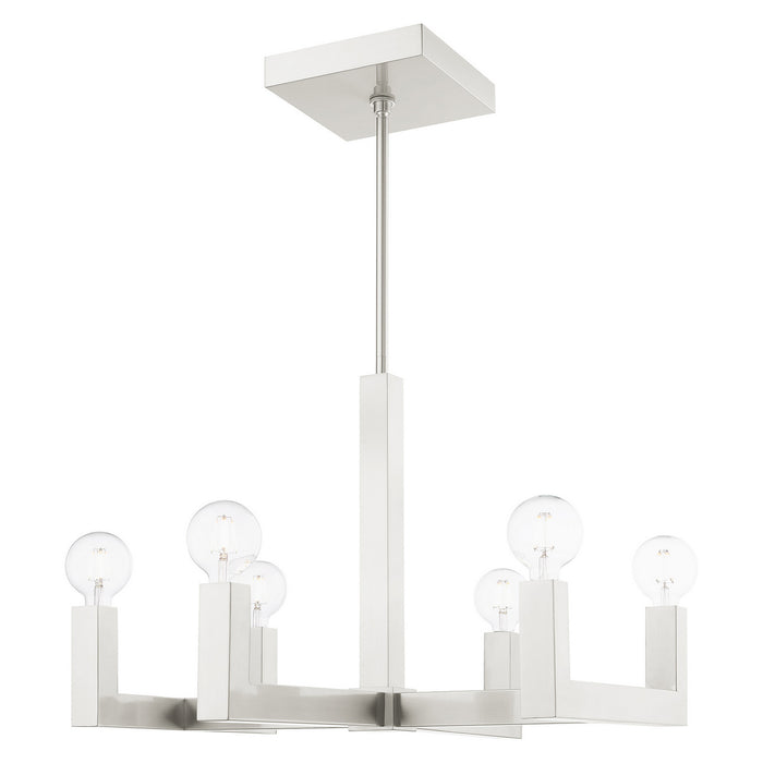 Livex Lighting 49216-91 Six Light Chandelier, Brushed Nickel
