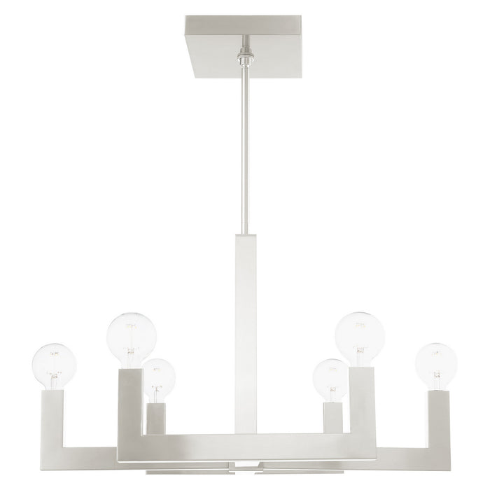 Livex Lighting 49216-91 Six Light Chandelier, Brushed Nickel