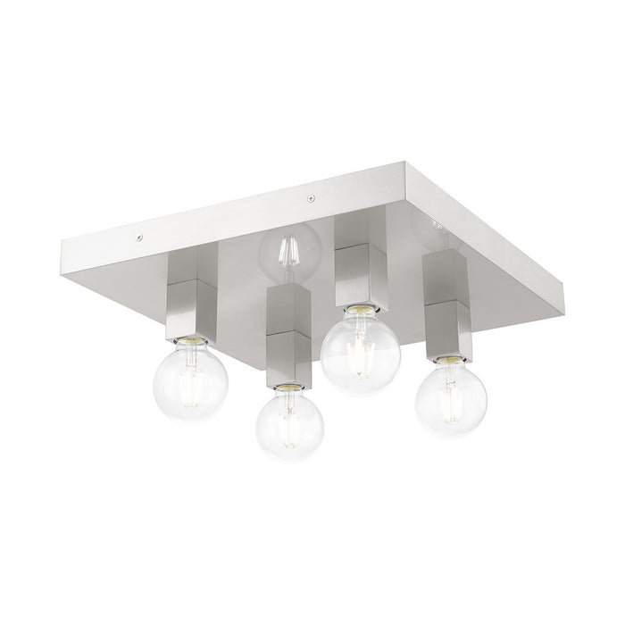 Livex Lighting 49217-91 Four Light Flush Mount, Brushed Nickel