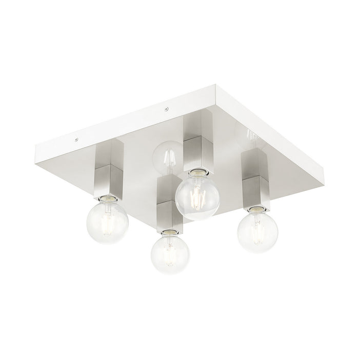 Livex Lighting 49217-91 Four Light Flush Mount, Brushed Nickel