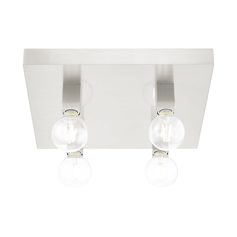 Livex Lighting 49217-91 Four Light Flush Mount, Brushed Nickel