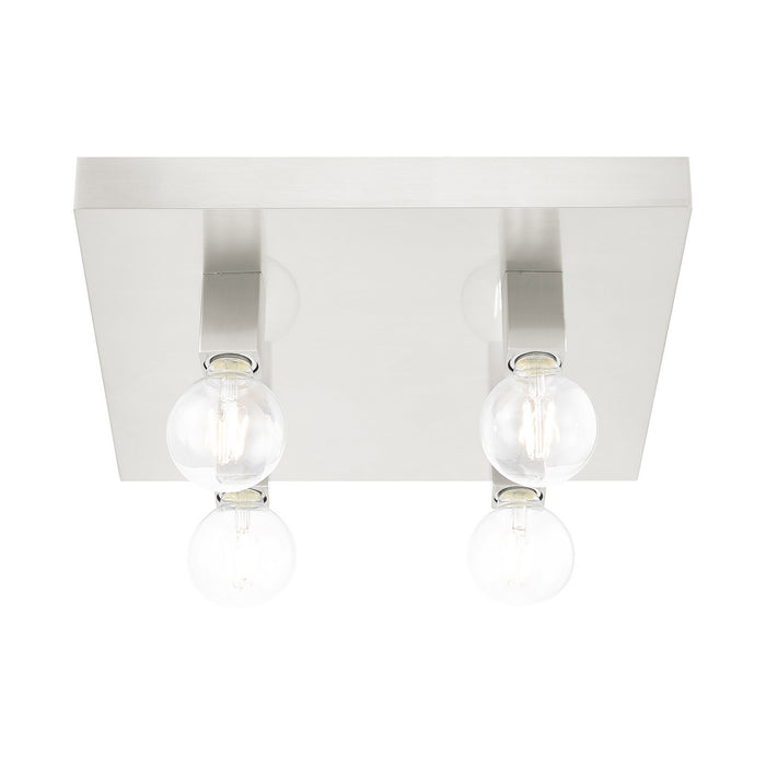 Livex Lighting 49217-91 Four Light Flush Mount, Brushed Nickel
