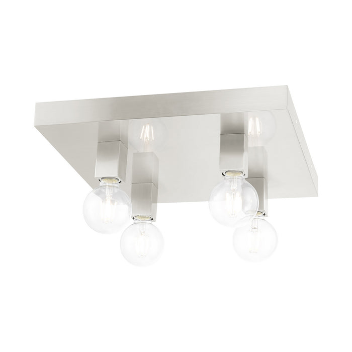 Livex Lighting 49217-91 Four Light Flush Mount, Brushed Nickel
