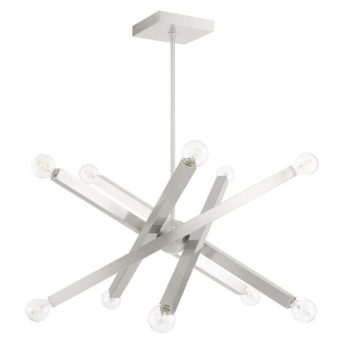 Livex Lighting 49227-91 Ten Light Chandelier, Brushed Nickel