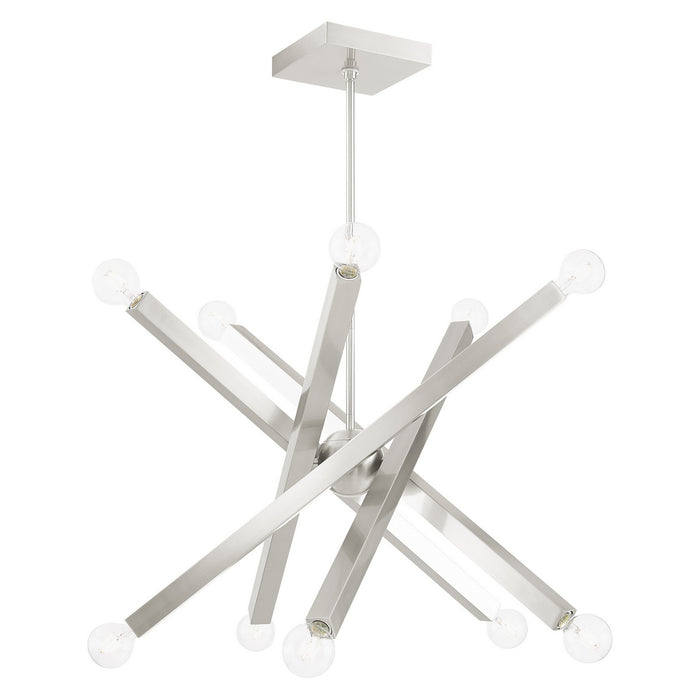 Livex Lighting 49227-91 Ten Light Chandelier, Brushed Nickel