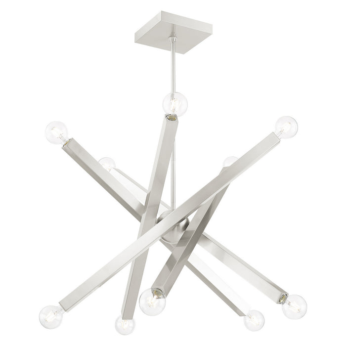 Livex Lighting 49227-91 Ten Light Chandelier, Brushed Nickel