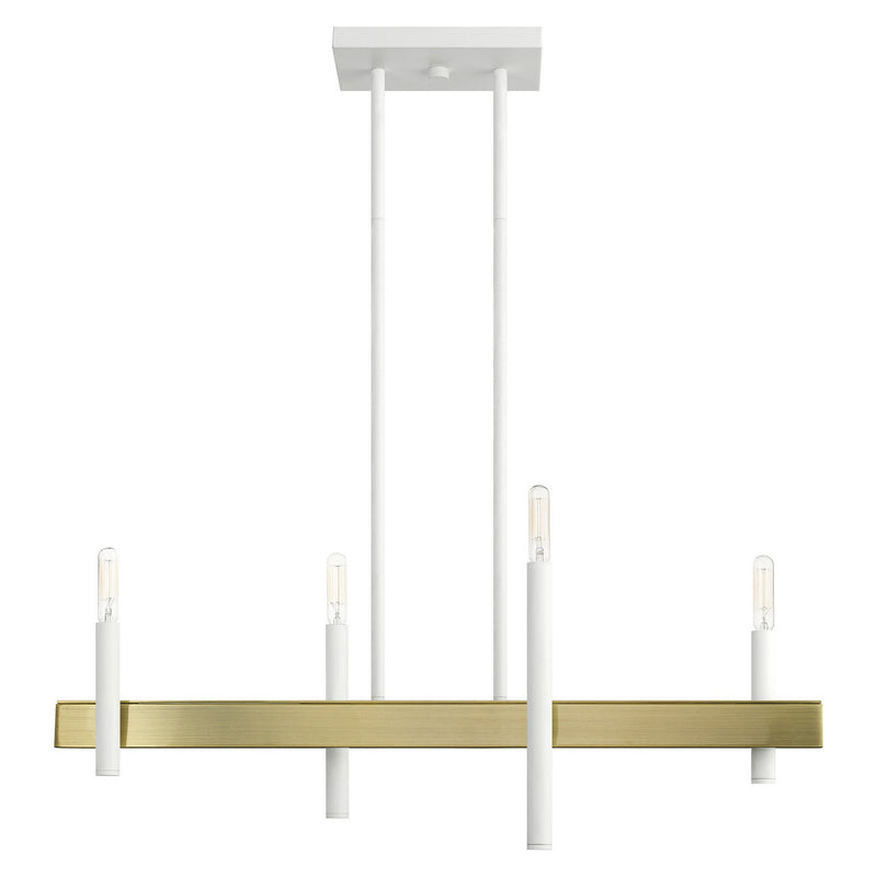 Livex Lighting 49334-03 Four Light Chandelier, White w/ Antique Brasss