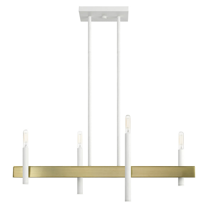 Livex Lighting 49334-03 Four Light Chandelier, White w/ Antique Brasss