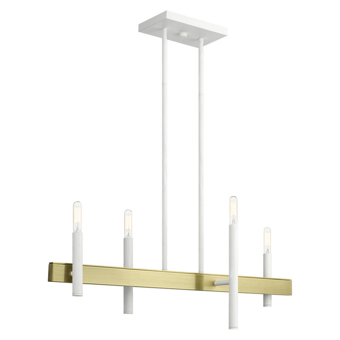 Livex Lighting 49334-03 Four Light Chandelier, White w/ Antique Brasss