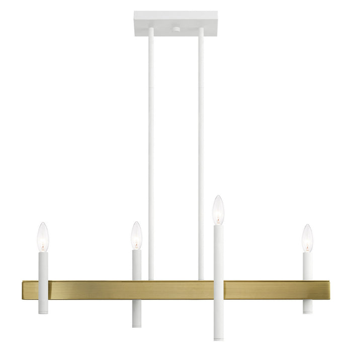 Livex Lighting 49334-03 Four Light Chandelier, White w/ Antique Brasss