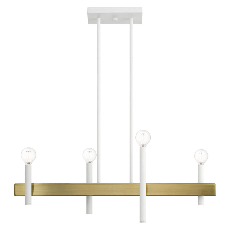 Livex Lighting 49334-03 Four Light Chandelier, White w/ Antique Brasss