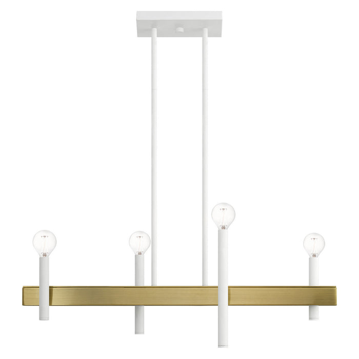 Livex Lighting 49334-03 Four Light Chandelier, White w/ Antique Brasss