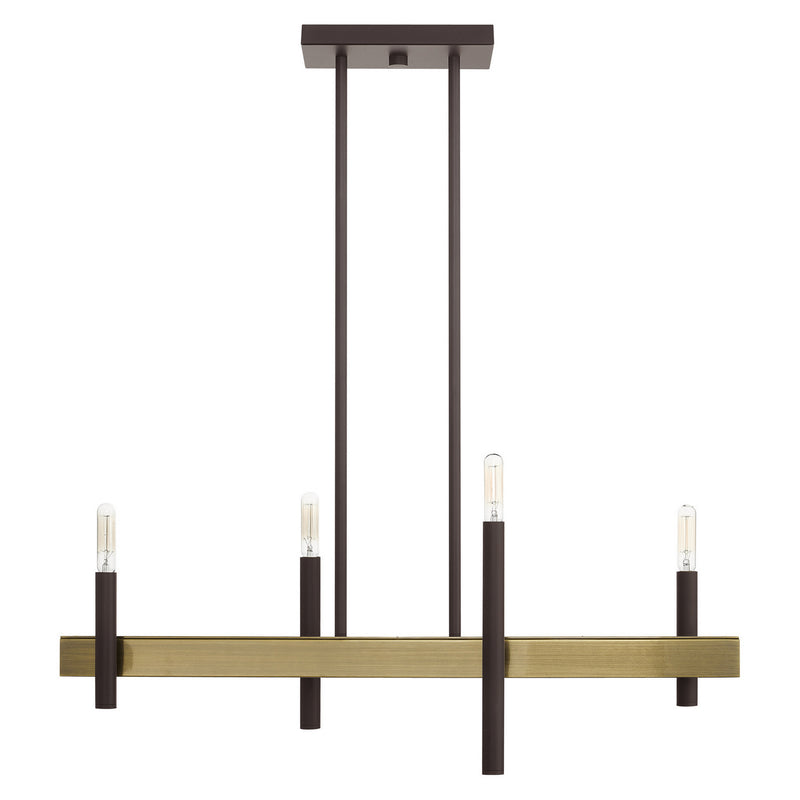 Livex Lighting 49334-07 Four Light Chandelier, Bronze w/ Antique Brasss