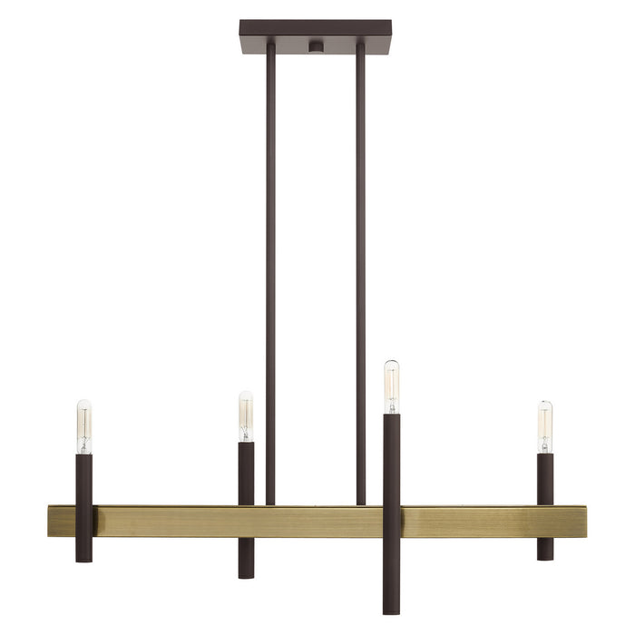 Livex Lighting 49334-07 Four Light Chandelier, Bronze w/ Antique Brasss