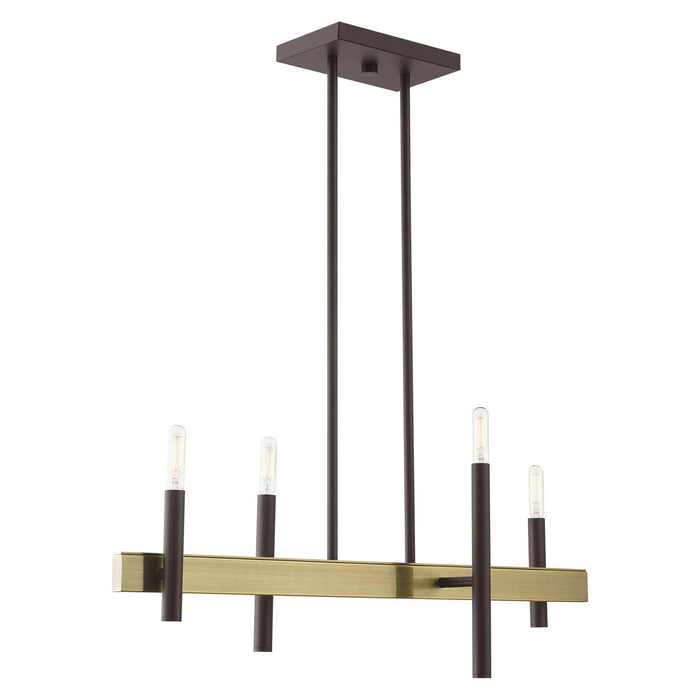 Livex Lighting 49334-07 Four Light Chandelier, Bronze w/ Antique Brasss