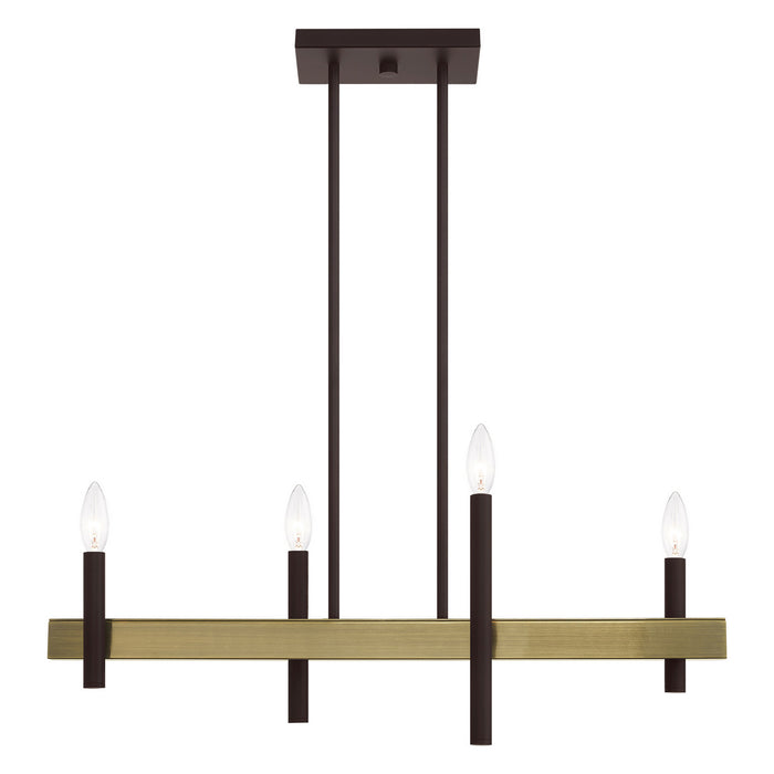 Livex Lighting 49334-07 Four Light Chandelier, Bronze w/ Antique Brasss