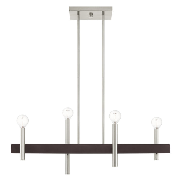 Livex Lighting 49334-91 Four Light Chandelier, Brushed Nickel w/ Bronzes