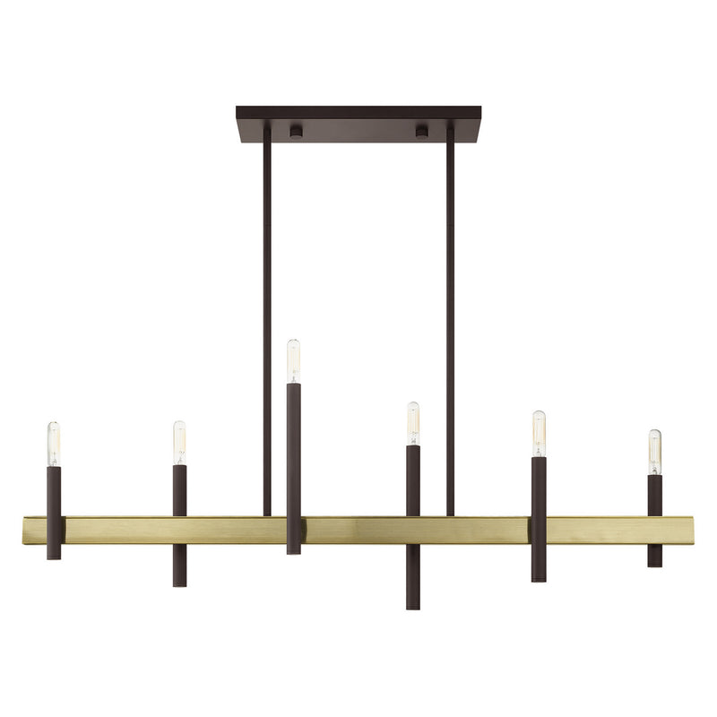 Livex Lighting 49336-07 Six Light Chandelier, Bronze w/ Antique Brasss