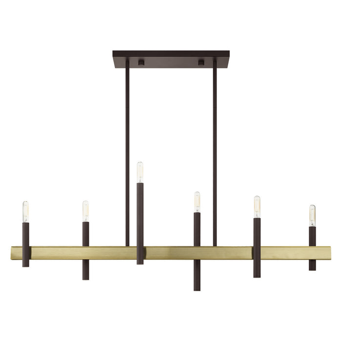 Livex Lighting 49336-07 Six Light Chandelier, Bronze w/ Antique Brasss