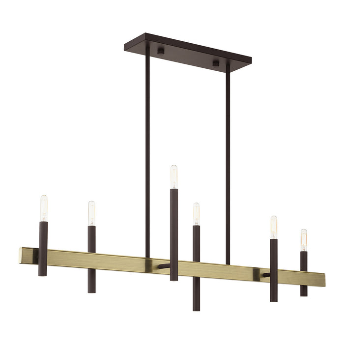 Livex Lighting 49336-07 Six Light Chandelier, Bronze w/ Antique Brasss