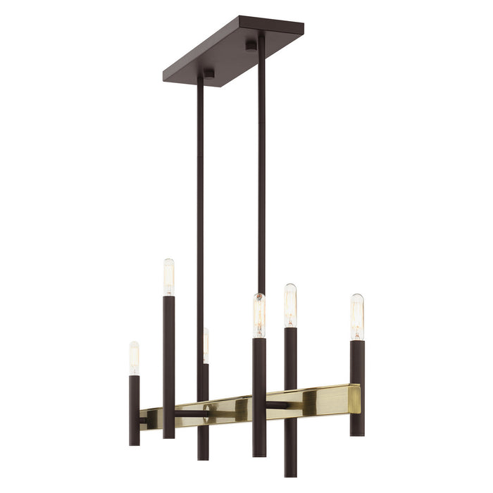 Livex Lighting 49336-07 Six Light Chandelier, Bronze w/ Antique Brasss