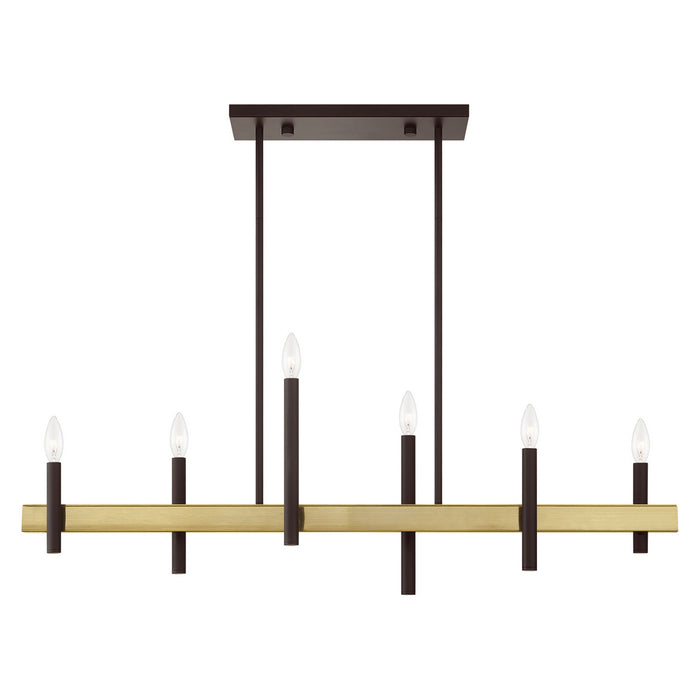 Livex Lighting 49336-07 Six Light Chandelier, Bronze w/ Antique Brasss