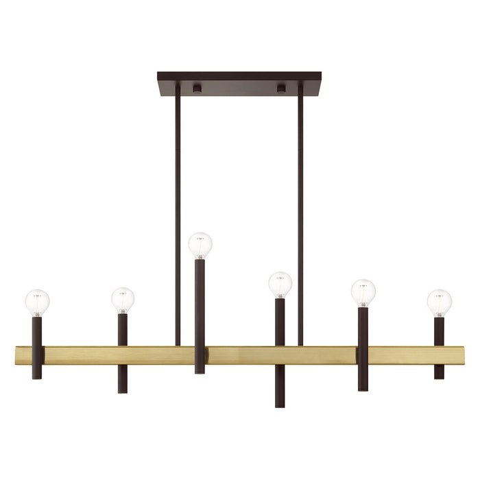 Livex Lighting 49336-07 Six Light Chandelier, Bronze w/ Antique Brasss