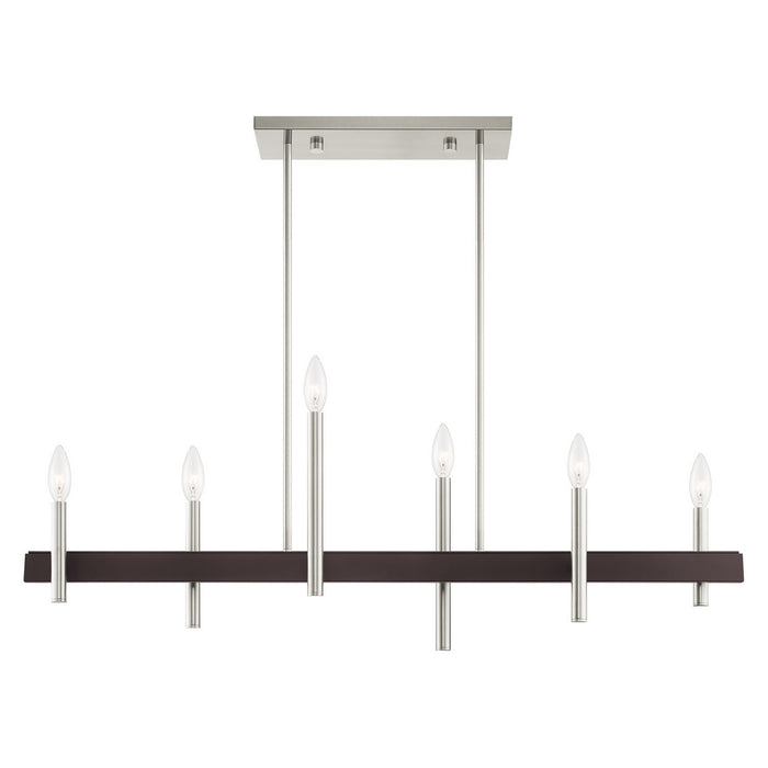 Livex Lighting 49336-91 Six Light Chandelier, Brushed Nickel w/ Bronzes