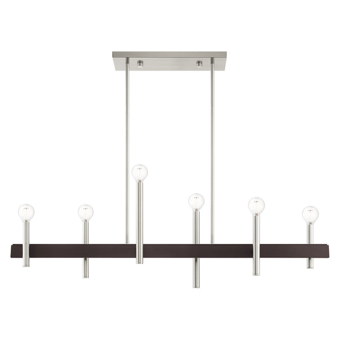 Livex Lighting 49336-91 Six Light Chandelier, Brushed Nickel w/ Bronzes
