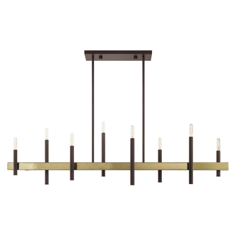 Livex Lighting 49338-07 Eight Light Chandelier, Bronze w/ Antique Brasss