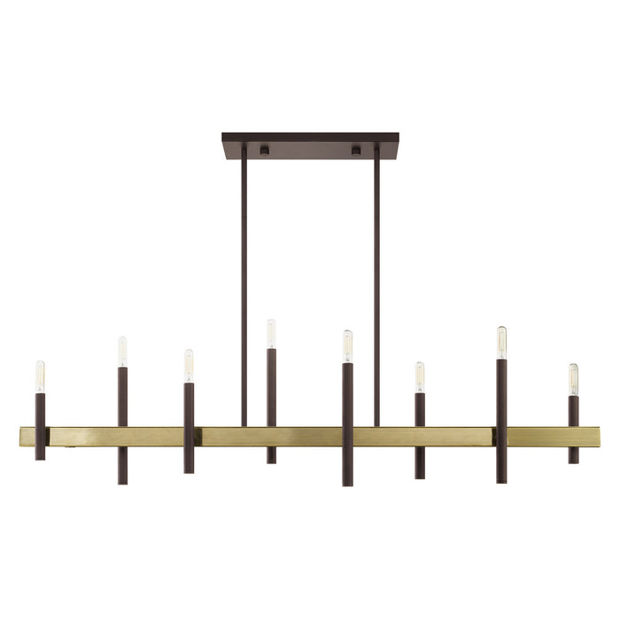 Livex Lighting 49338-07 Eight Light Chandelier, Bronze w/ Antique Brasss