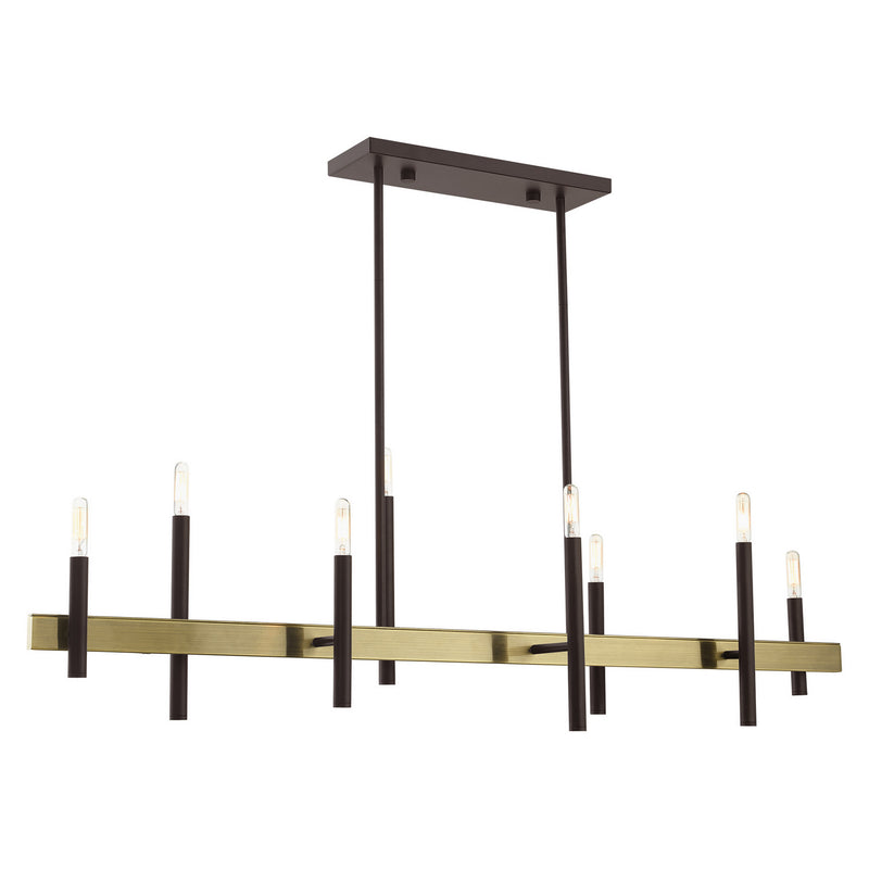 Livex Lighting 49338-07 Eight Light Chandelier, Bronze w/ Antique Brasss