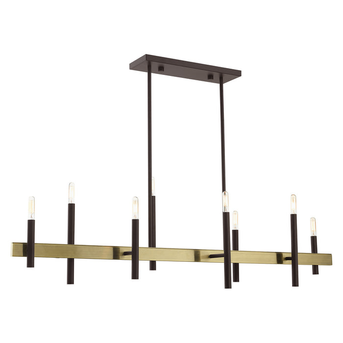 Livex Lighting 49338-07 Eight Light Chandelier, Bronze w/ Antique Brasss
