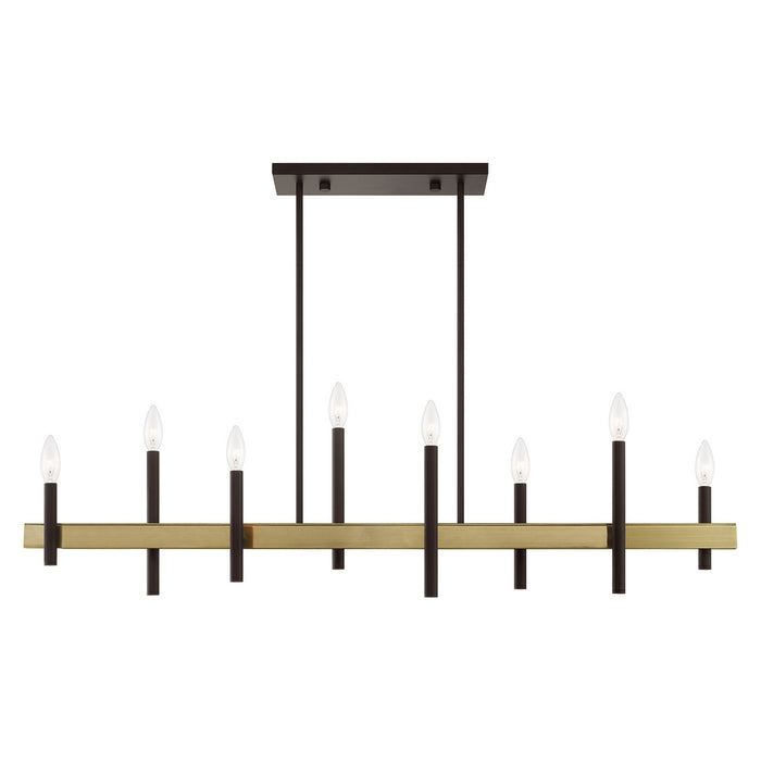 Livex Lighting 49338-07 Eight Light Chandelier, Bronze w/ Antique Brasss