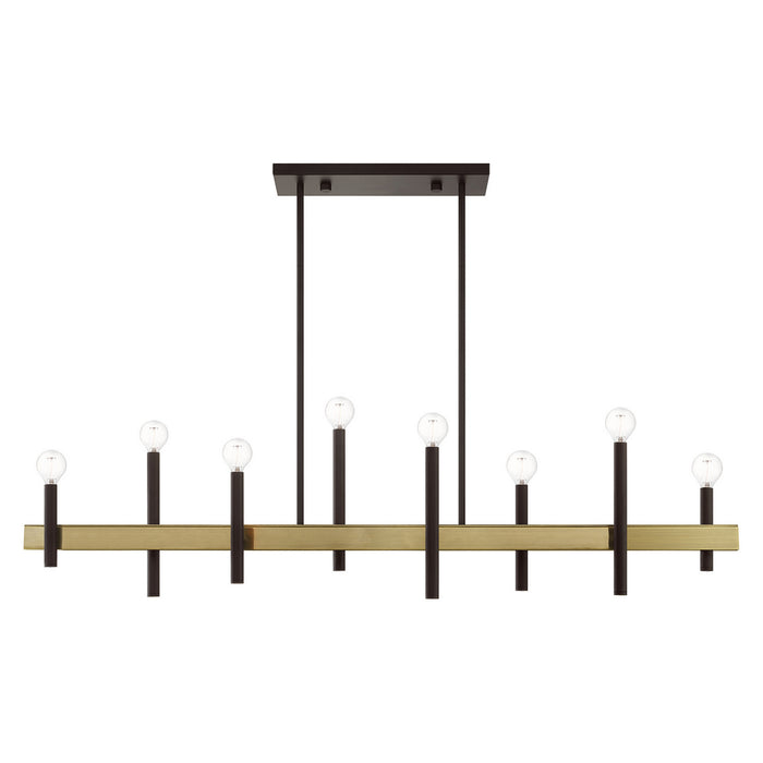 Livex Lighting 49338-07 Eight Light Chandelier, Bronze w/ Antique Brasss